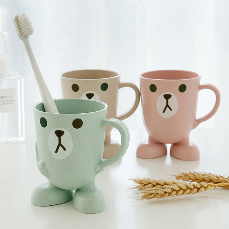 

Mouthwash Cup Wheat Straw Cup Cartoon Animal Toothbrush Cup Portable Toothbrush Holder Bathroom Supplies 220ML