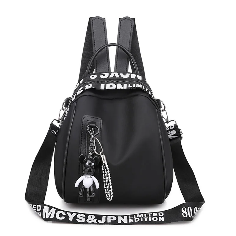 

New Waterproof Nylon Women Backpack Zipper School Bags For Teenagers Girls Small Pendant Backpack Female Multifunction Rucksack