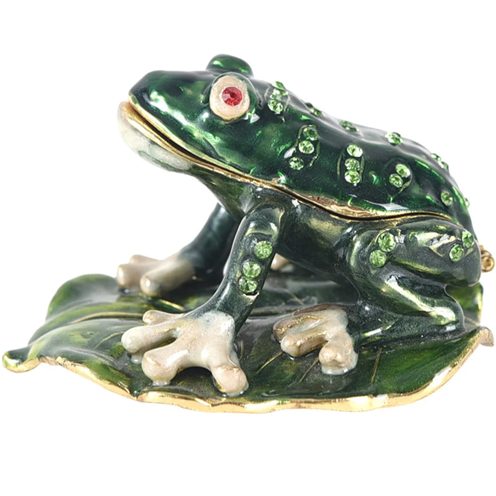 

Box Jewelry Trinket Frog Animal Figurine Enamel Hinged Holder Statue Ring Organizer Storage Container Gift Toad Treasure