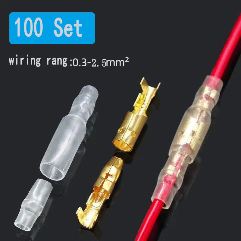

10/30/50/100 Set 4.0 Bullet Terminal Car Electrical Wire Connector Diameter 4mm Pin Female Male Suit Sheath Cold Press Terminal