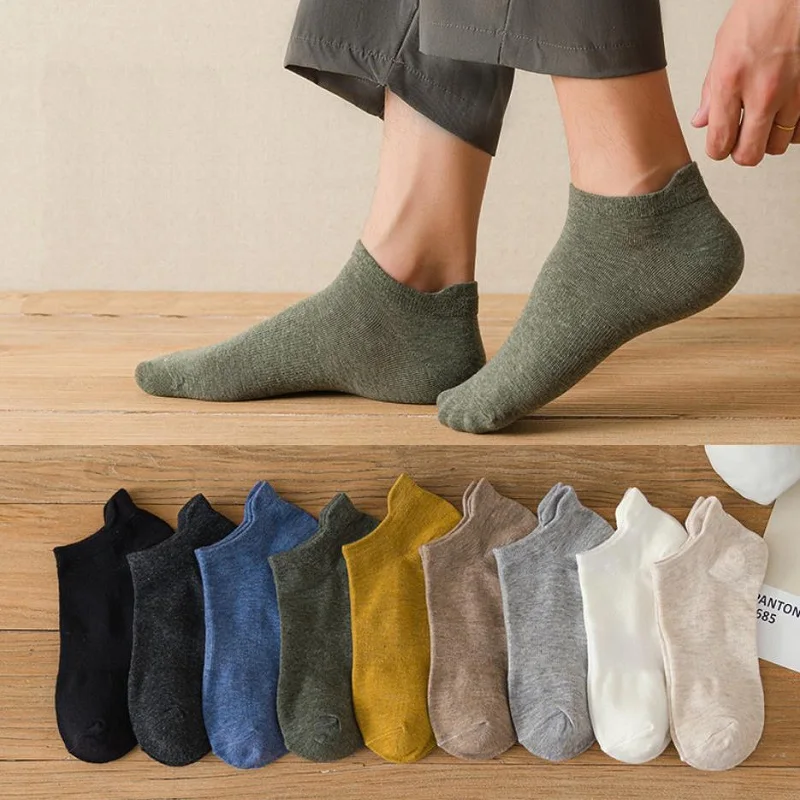 10 Pieces=5 Pairs/lot Men Socks Fashion Breathable Mesh Sport Casual Summer Ankle Sock Solid Color Sweat Invisible Boat Socks