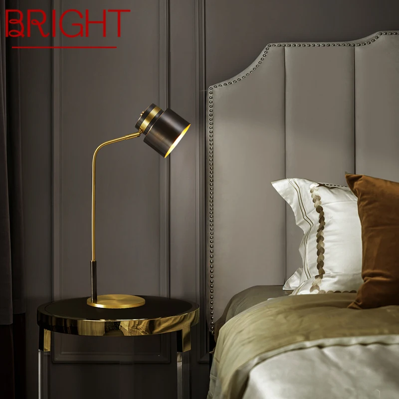 

BRIGHT Contemporary Brass Table Lamp LED Creative Simple Bed Desk Light For Home Living Room Bedroom Study Decor