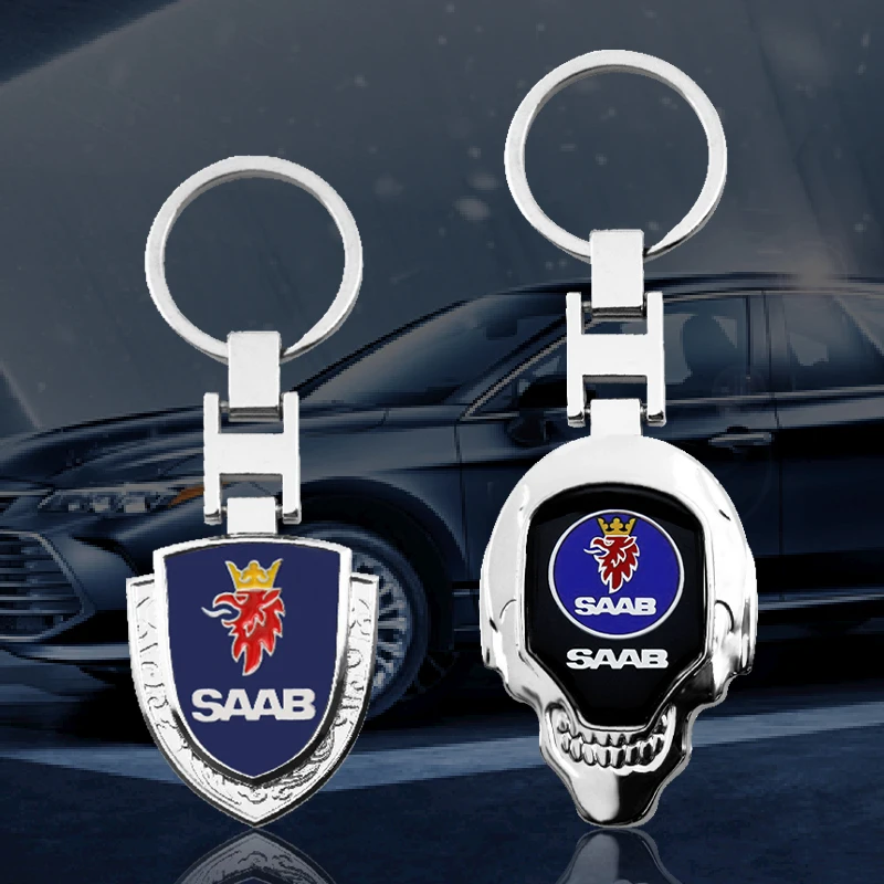 

Car Metal Keychain Leather Key Ring 3D emblem Key Case Car Styling for SAAB 9-3 9-5 93 9000 900 9-7 600 99 9-X 97X Turbo SCANIA