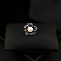 freshwater pearl flower small brooch original design vintage accessories womens suit sweater cardigan buckle rhinestone jewelry