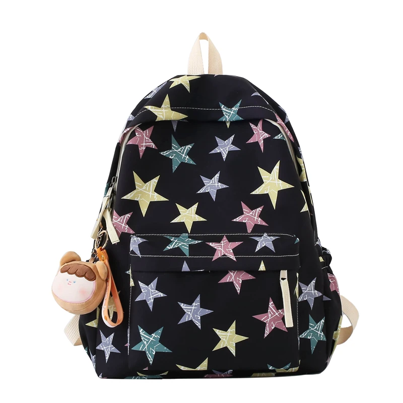 

Sweet School Bags For Teenage Girls Fresh Stars Backpacks Korea Fashion Satchels Large Capacity Nylon Cute Kawaii Shoulder Bags