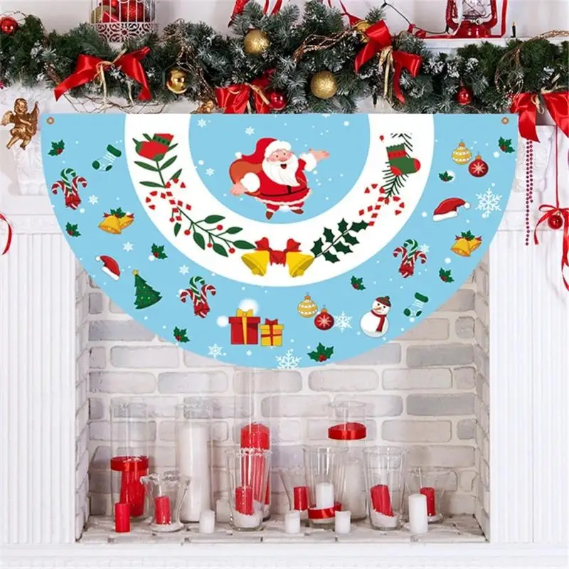 

Fan-shaped Hanging Flag Xmas Gifts Christmas Door Banner Flag Christmas Outdoor Fan Flag Banner Noel Navidad Natal New Year 2023