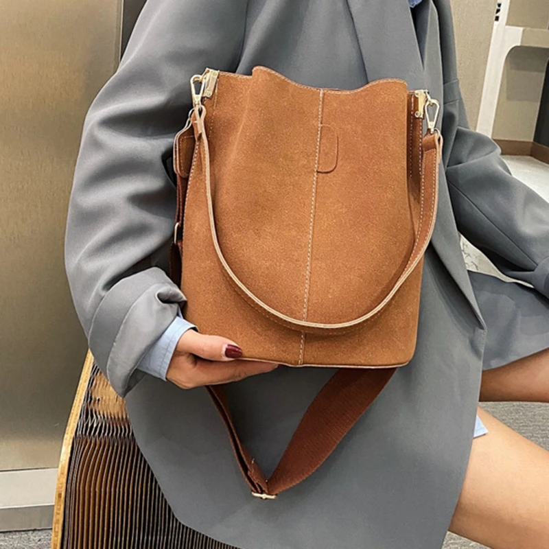 

Сумка-мешок женская из экокожи, дизайнерский саквояж на плечо большой вместимости, сумочка кросс-боди с широким ремешком, однотонный тоут