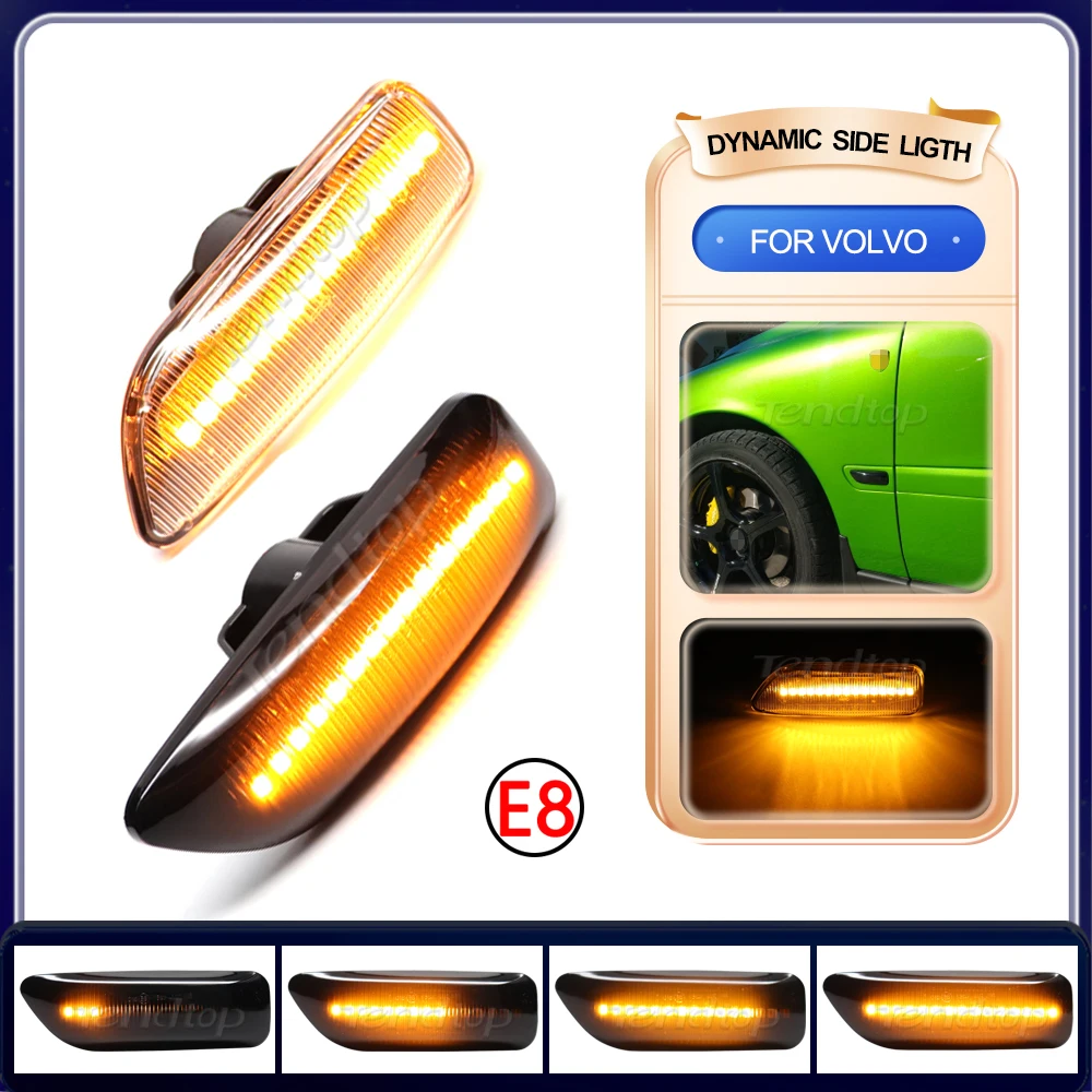 

2Pcs For Volvo XC90 S80 XC70 V70 S60 2001-2009 LED Flashing Dynamic Turn Signal Lights Indicator Sequential Side Mirror Lamp