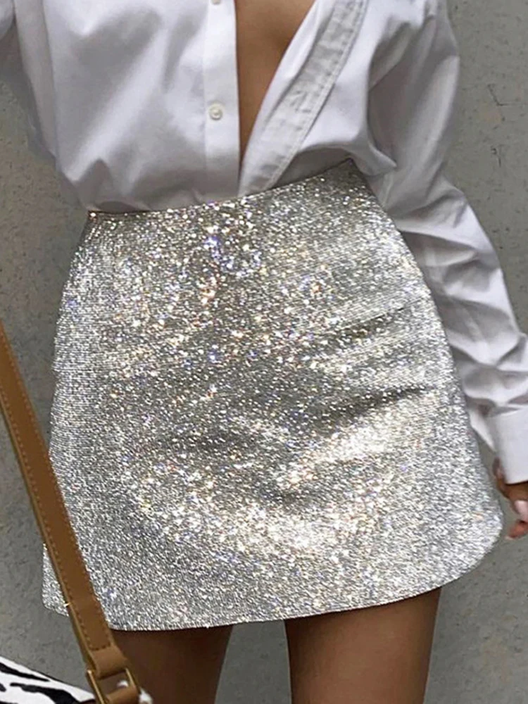 

Мини-юбка с блестками, сексуальная юбка с завышенной талией, юбка для вечерние ринки, клуба, феи, трапециевидная женская юбка, юбка с блестка...