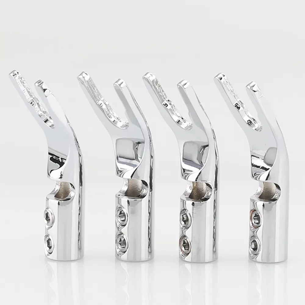 

NEW2023 HIFI 8PCS High Quality Pure Red Copper Spade Plug Screw Locking Spade Fork Banana Plug