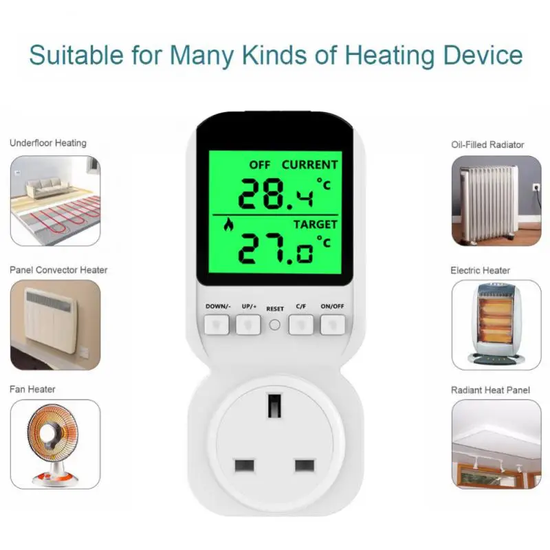 

220v Smart Thermostat Switch Thermoregulator For Heating Temperature Sensor Socket Lcd Display Timer Eu Uk Heating Plug