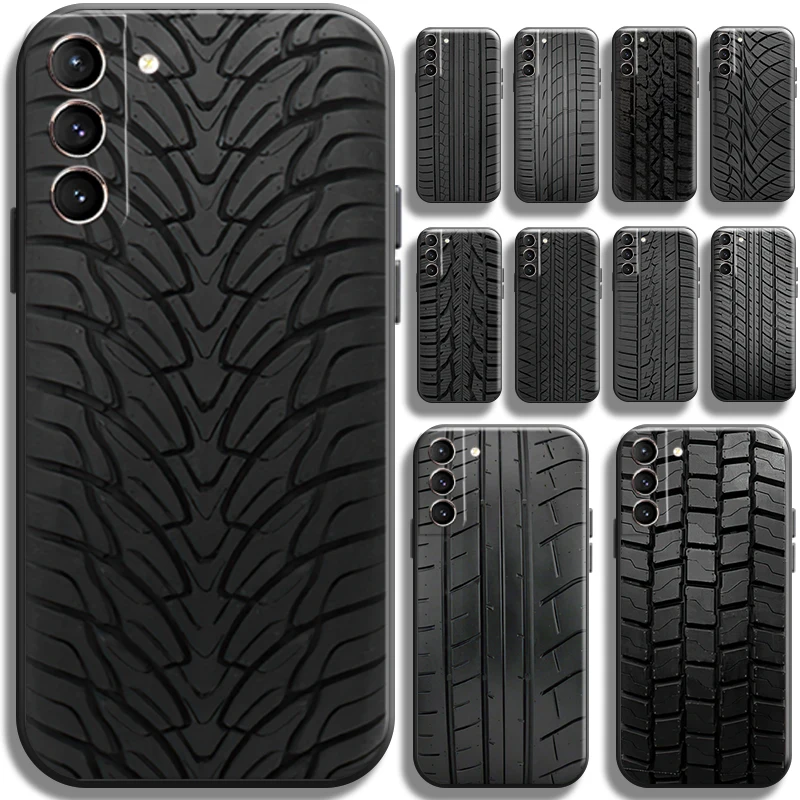 

Black Tyre Tread Texture Phone Case For Samsung Galaxy S22 S21 S20 S10 10E S9 S8 Plus S22 S21 S20 Ultra FE 5G Black Coque Funda