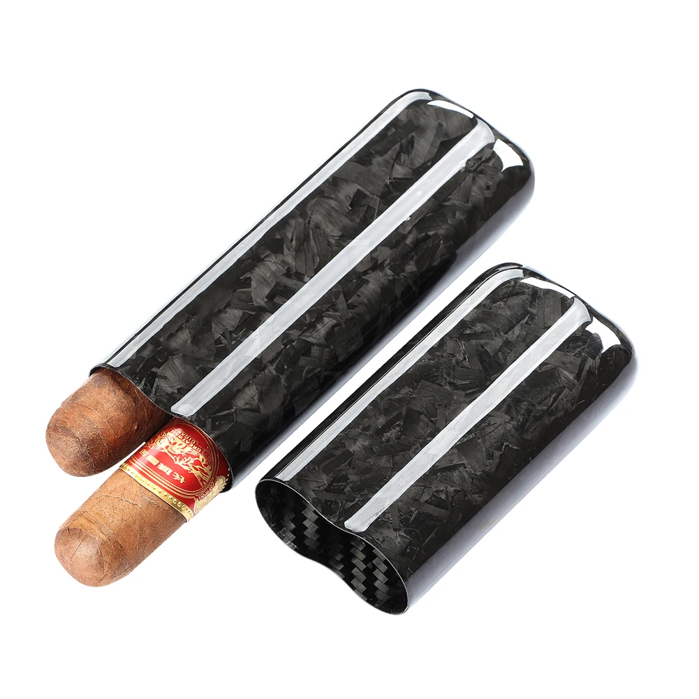 

LUBINSKI Carbon Fiber Cigar Tube Humidor Fit 2/3 Cigars Smoking Accessories Gadgets Portable Puro Case Travel Charuto Box Pocket
