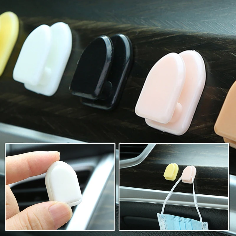 

5 Colors Car Hook Organizer Storage for USB Cable Headphone Key Storage Self Adhesive Wall Hook Hanger Auto Fastener Clip Stuff