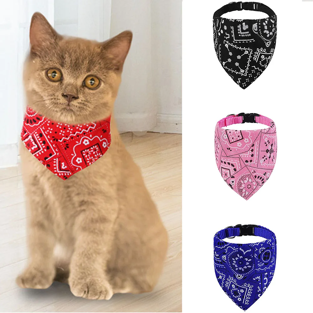 

Washable Printed Cat Bow Tie Kitten Dog Scarf Adjustable Pet Cat Bandana Bib Collar Handmade Trigon Pet Supplies Cat Accessories