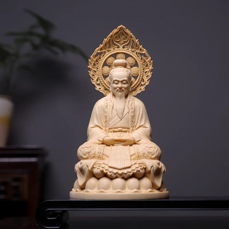 Фото Статуя Sanqing, резная фигурка даосского божество Хиноки, алтарь Laojun, декор, духовной подарок, орнамент №3