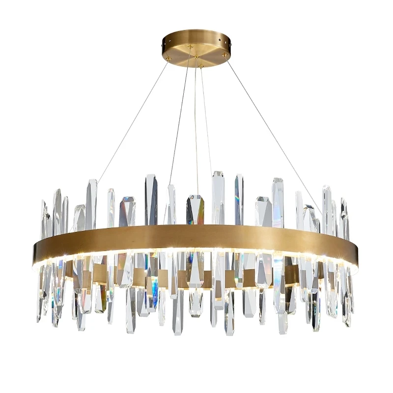 

New K9 Luxury Pendant Chandelier For Kitchen Living Room Bedroom Led Round Long Strip Designer Indoor Lighting Decor Ship Free