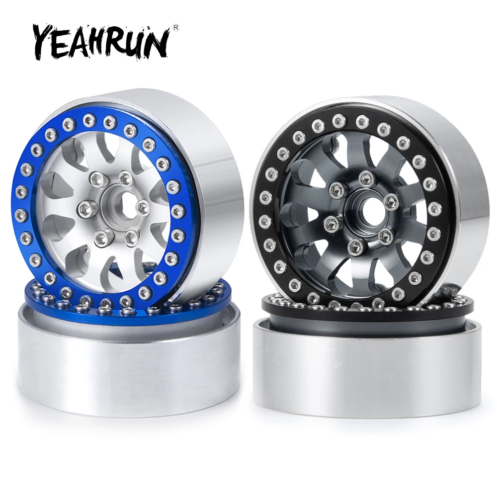 

YEAHRUN 4Pcs 1.9inch Metal Alloy Beadlock Wheel Rims Hubs 25mm Width for Axial SCX10 D90 Traxxas TRX-4 1/10 RC Crawler Car Model