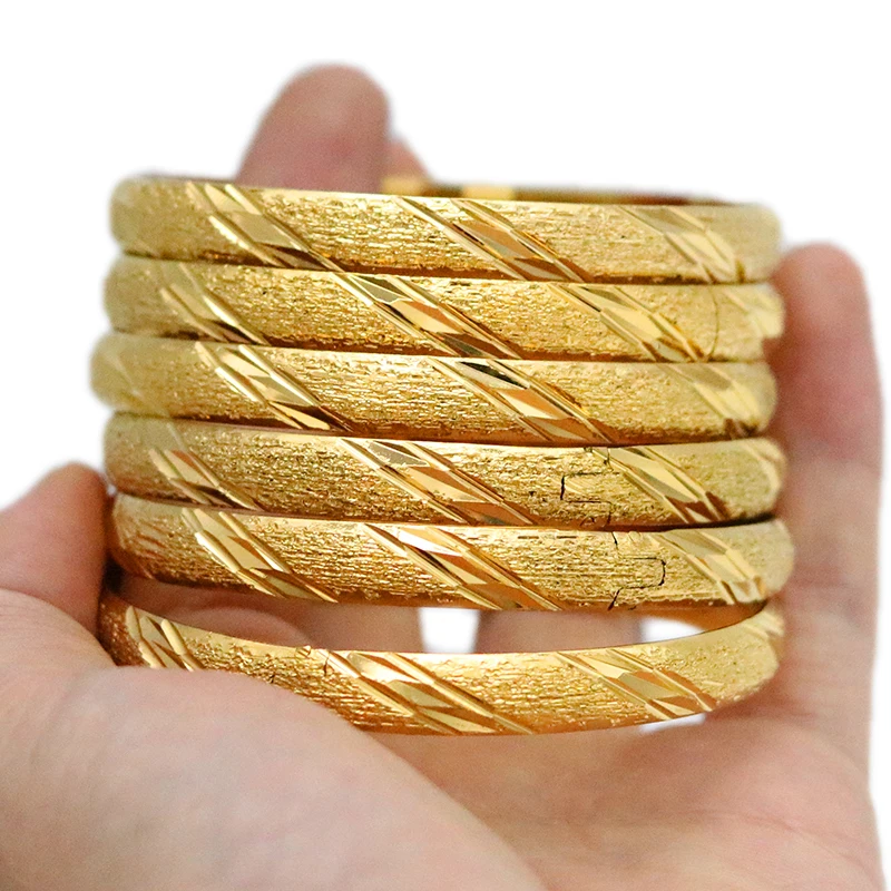 

6 Pieces/Multiple Dubai Gold Bracelet Women Men 24k, 8mm Ethiopian Colorful Bracelet Jewelry African Arabian Bride Wedding Gift