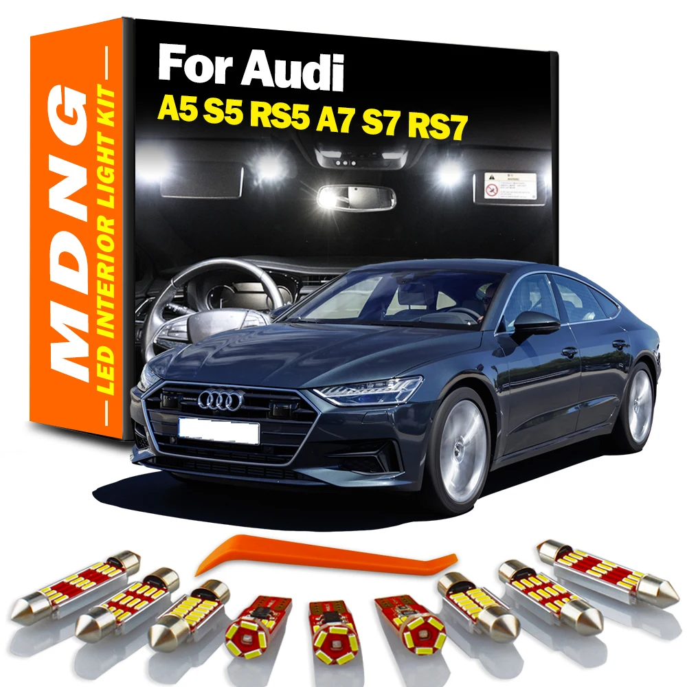 

MDNG Canbus без ошибок для Audi A5 S5 RS5 A7 S7 RS7, светодиодсветодиодный внутренняя карта, купол, багажник, перчатка, комплект освещения, автомобильные ак...