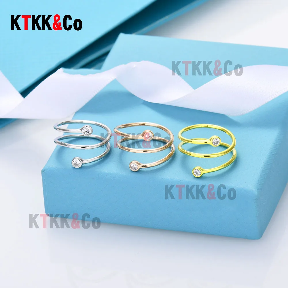 

Premium Edition 925 Sterling Silver Double Ring Bubble Ring Women's Fashion Brand Luxury Party Boutique Jewelry Gift