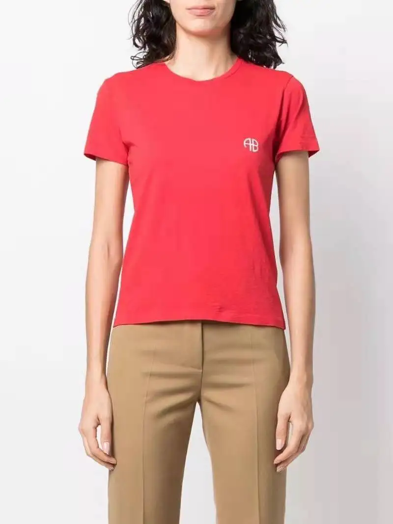 

Women Cotton Tshirt 2022 Summer Letter Logo Distressed Printed Round Neck Short Sleeve T-shirt