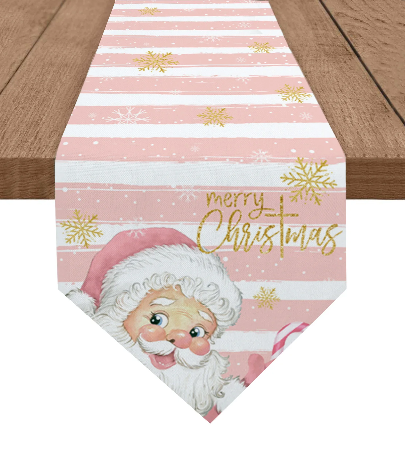 

Christmas Santa Claus Snowflakes Stripes Table Runner Wedding Holiday Party Decor Tablecloth Summer Kitchen Dining Table Runner