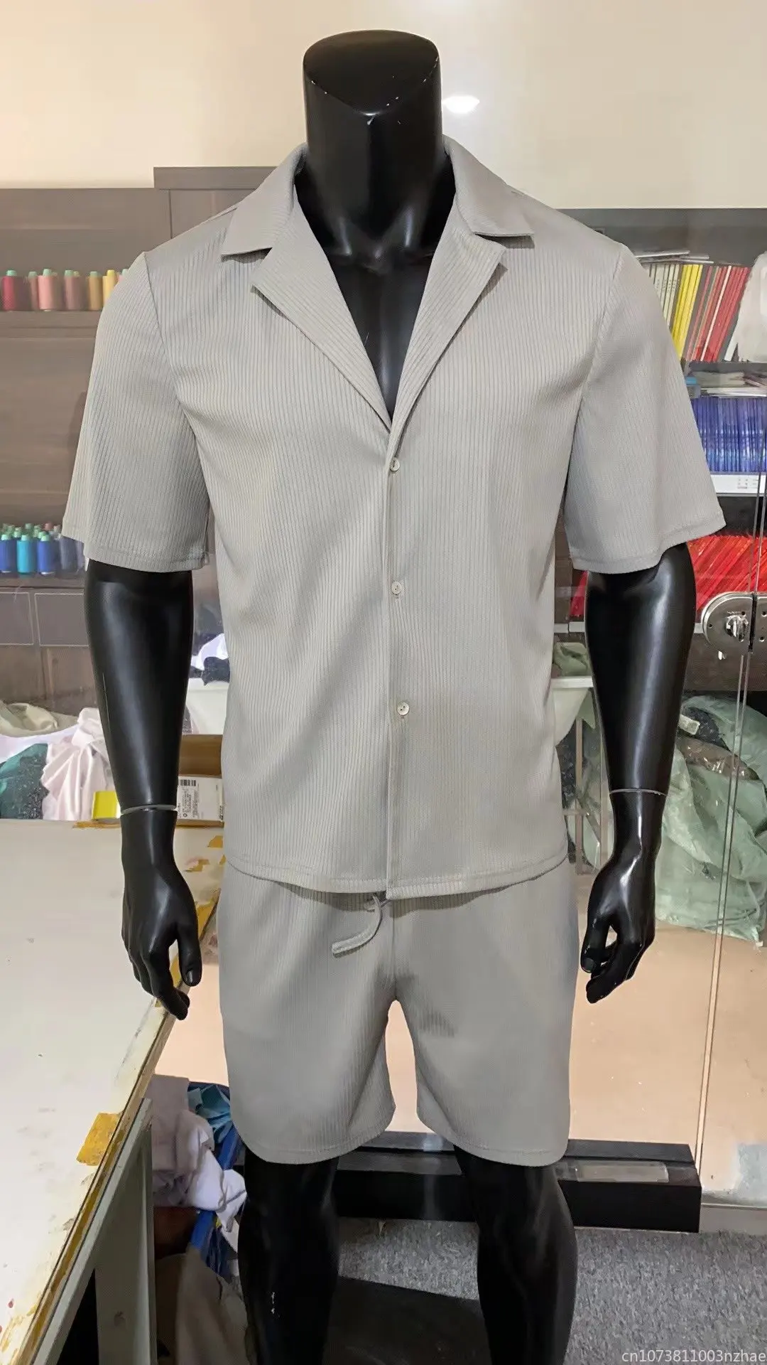 Summer Casual Loose Fitting Short Sleeved Shirt Shorts Fashion Striped Men's Clothing Set Two-piece Trendy Street Men's Clothing