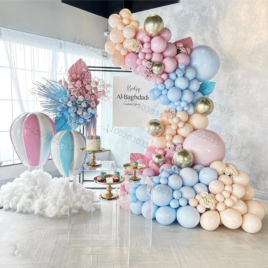 

144pcs Macarone Pink Blue Balloons Garland Arch Kit For Baby Shower Kids Birthday Gift Party Decorations Gold Chrome Ball Globos
