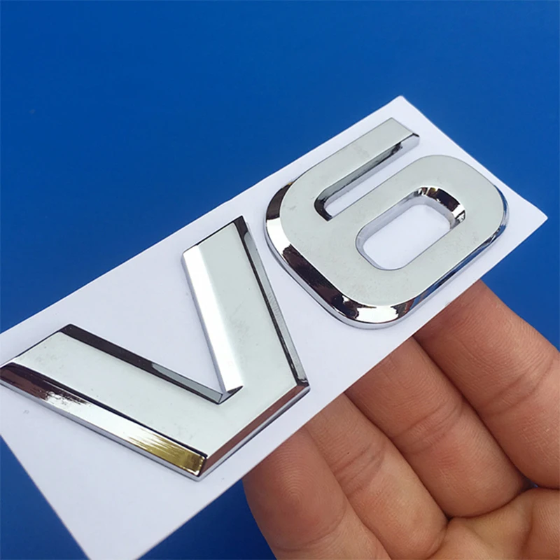 1PC Car 3D Metal V6 V8 Stickers Silver/Black Word Letter Auto Trunk Emblem Badge Decal Sticker Mouldings Accessories Styling |