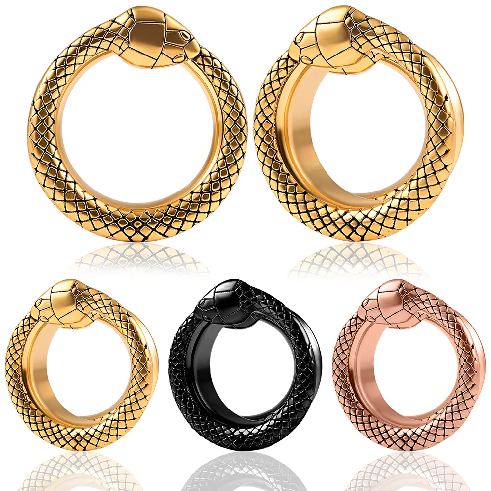 

Vankula 2pcs Unique Stainless Steel Unisex Snake Head Ear Piercing Plugs Stretchers Body Jewelry Earring Gauges Tunnels Expander