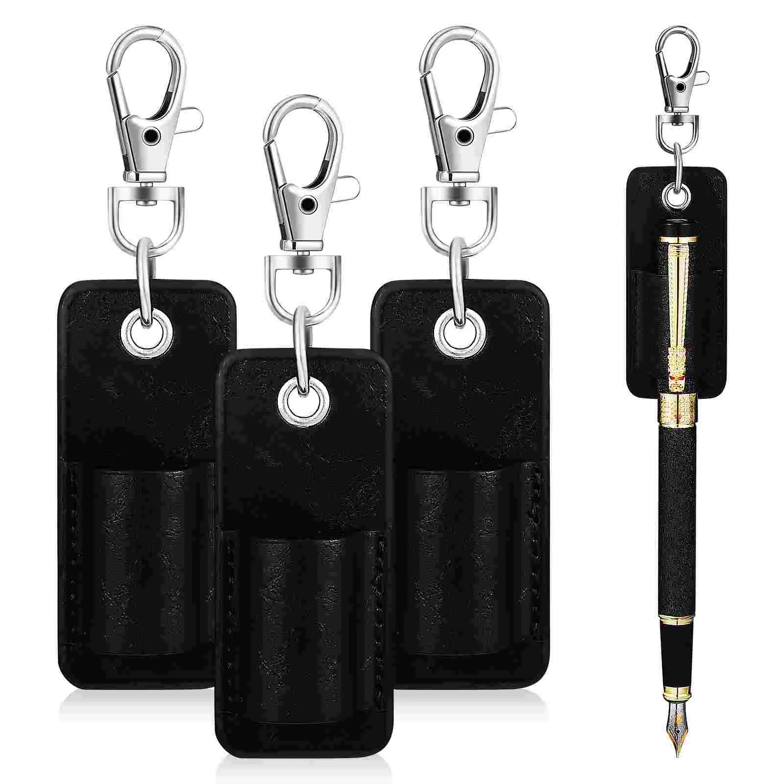 

4 Pcs Pocket Protectors For Shirts Pen Lanyard Holder Vintage Pens Pu Pouch Pockets