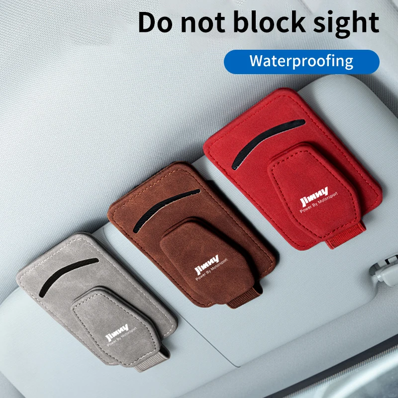 Sun Visor Eyeglass Holder Flip Flop Leather Card Organiser For Suzuki Grand Vitara SX4 Swift Jimny Kizashi Liana
