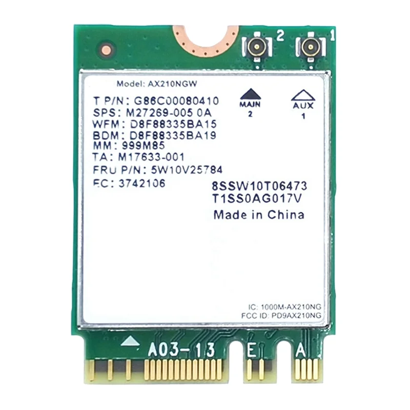 AX210 WiFi-карта AX210NGW Сетевая карта двухдиапазонная 2 4 ГГц/5G WI-FI 6E M.2 NGFF 802.11Ax Bluetooth 5