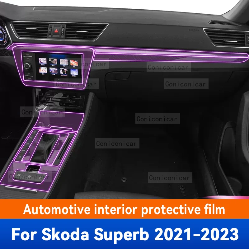 

For Skoda Superb 2021-2023 Car interior accessories film transparent TPU-PPF console Anti-scratch resist film Radio display Film