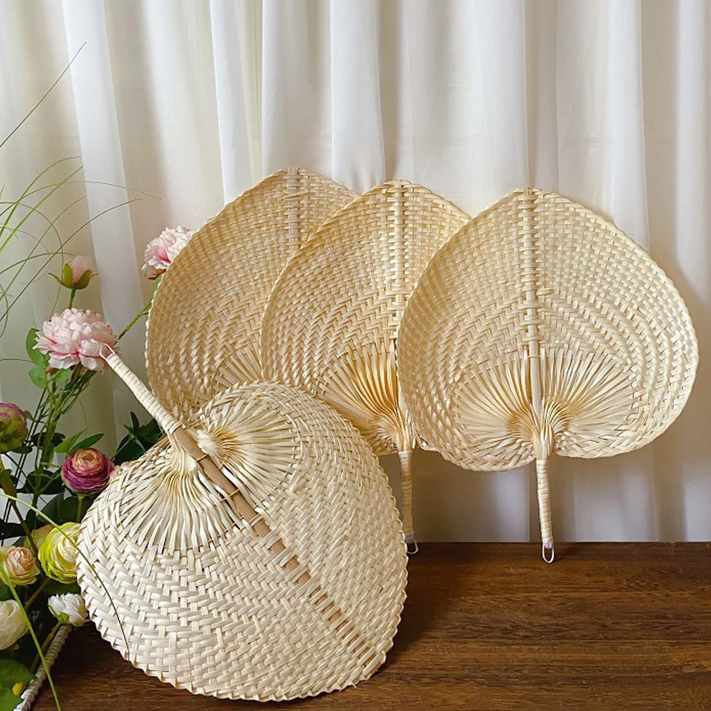

2pcs Decoration Outdoor Woven Home Decor Hand- Held Fans Hand Woven Fan Bamboo Fan Decor Wedding Hand Fan Chinese Hand Fans