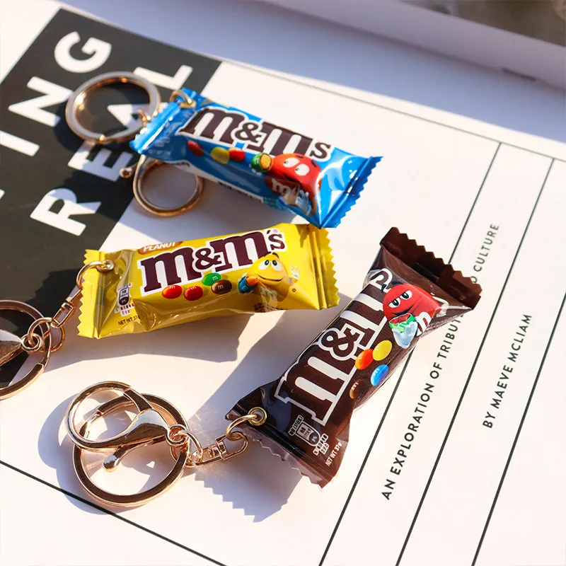 Фото Брелоки M&M's! Серия «Веселые имитации закусок»: синие, желтые и коричневые, подвески для рюкзаков, маленькие аксессуары №3