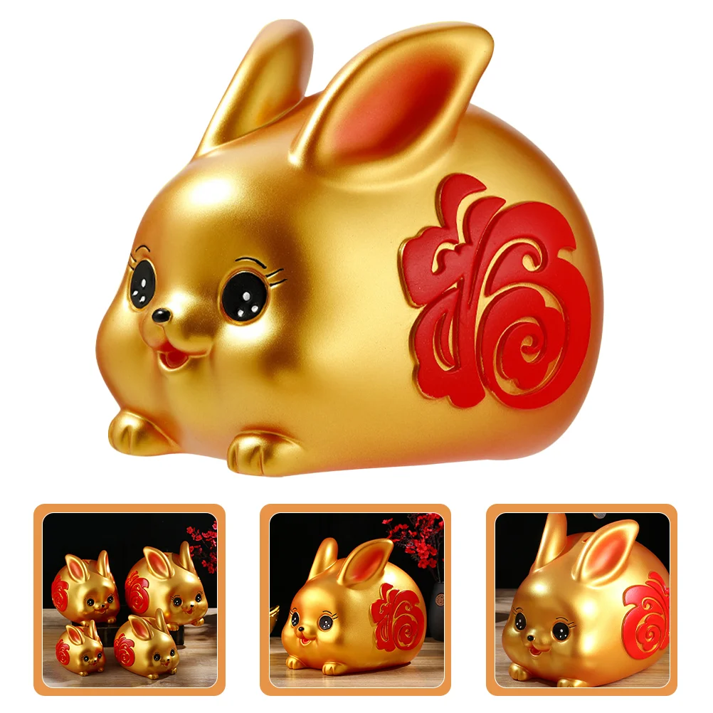 

Bank Piggy Rabbit Bunny Money Figurine Jar Bunting Flag England Chinese Kids Saving Decor Gift Mascot Novelty Lucky Statue Brass