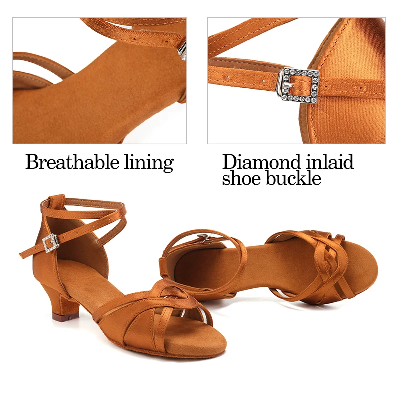 DKZSYIM Latin Dance Shoes Women Middle heel Dance Shoes Ladies Tango Dance Shoes Girls Salsa Ballroom Shoes 4cm Dropshipping