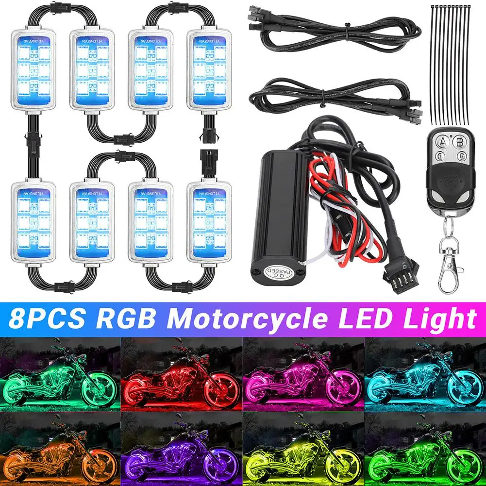 

Motorcycle LED Light Kit Multi-Color Neon RGB Lamp With Smart Remote Controller Underglow LED Accent Lights