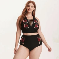 sexy embroidery print female swimsuit push up women bikini big breast high waist beachwear bathing suit biquini plus size 5xl
