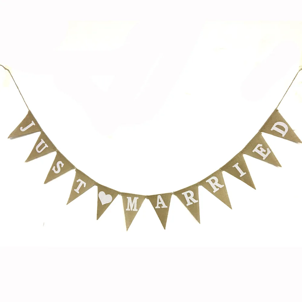 

12PCS JUST MARRIED Burlap Banner Decoration Rustic Wedding Bridal Shower Bunting Garland Photo Props Party Supplies Wholesale XB