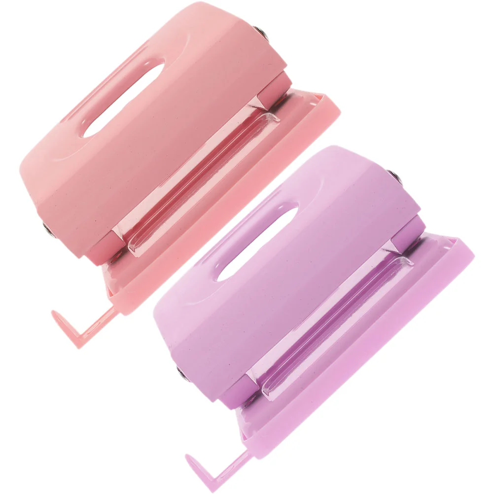 

2 Pcs Hand Tools Rose Gold Stapler Manual Loose Leaf Puncher Paper Hole Two Ring Office Student