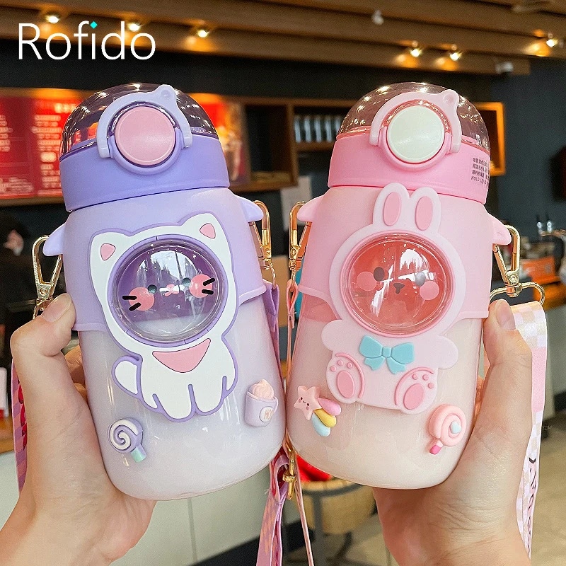 

Милая бутылка для воды для девочек, портативные чашки для горячей воды и чая, детские наклейки для занятий спортом на открытом воздухе, буты...