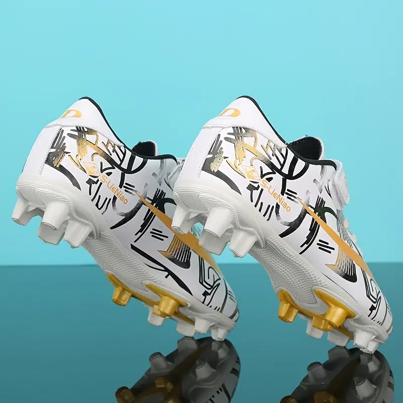 Kid's Soccer Shoes Children's Outdoor Playground Soccer Shoes AG Cleat Football Training Shoes With Hook-and-loop Fastener For B