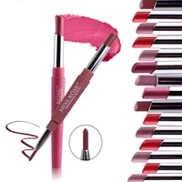 hot sexy women 8 color multi function double head durable waterproof nude color makeup lipstick red lip pencil