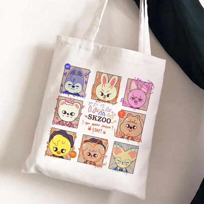 

FELIX Tote Bags Stray Kids SKZOO Portable Shopping Bag HAN BANG CHAN CHANGBIN SEUNGMIN HYUNJIN LEE KNOW SKZ Canvas Shopping Bags