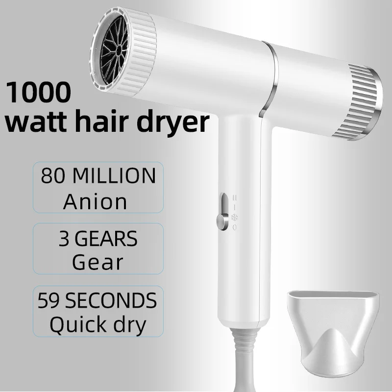 

Hair Dryer Negative Ion Hot Cold Strong Wind 59 Seconds Quick-drying Hair 3 Speed Household Professional Hairdressing Tool 1000W