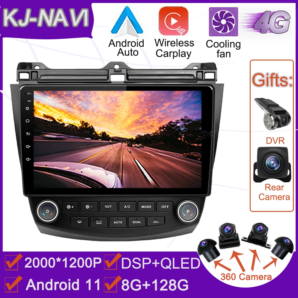

Car Multimedia Video 10.1'' Android 11 For Honda Accord 7 2003 - 2008 Radio Player 360 CAM Navigation Carplay IPS FM Bluetooth