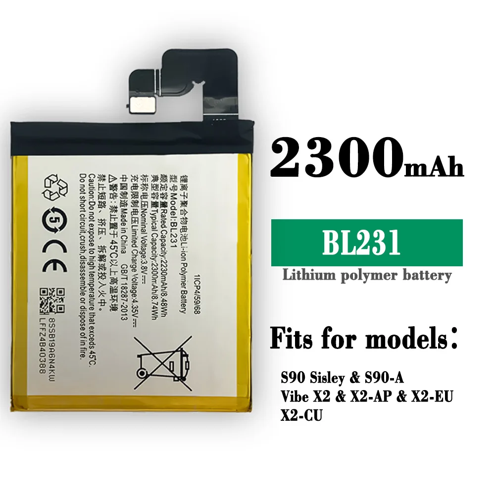 

100% Orginal High Quality Replacement Battery For Lenovo S90t S90E S90U S90-T Vibe X2 X2-TO BL231 Mobile Phone New Batteries